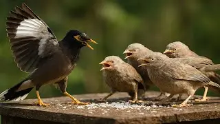Myna vs Babblers: Intense Bird Fight Over Food | Real Wildlife Clash