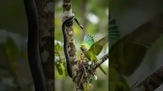 Parrot is saving her babies from Scary Black Snake #shorts #trending #unbelievable #explore #birds