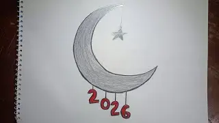 Happy new year 2026 - easy drawing - New year 2026 drawing | pencil drawing step by step 