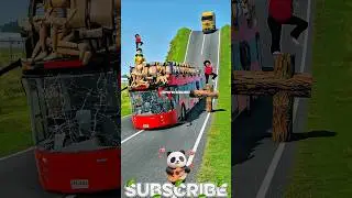 Colourful Buses & Cargo Trucks vs Logs Trap - BeamNG.drive #shorts #beamngdrive #bus |🔥 #shortsfeed