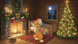 Adventure Time Christmas Bedroom 🛌 Relaxing Lofi & Fireplace to Fall Asleep
