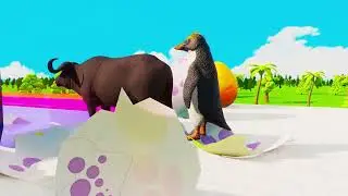 Long Slide Game With Elephant Gorilla Buffalo Hippopotamus Tiger 3d Animal Game Funny 3d Animals