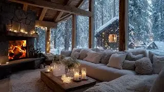 🎹❄️Blizzard Cabin Piano Window  Winter Storm & Warm Fire  Sleep Aid & Peaceful Focus Study