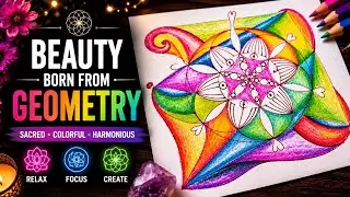 Abstract Geometric Art Process | Drawing with Colored Pencils