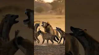Lone Lion vs Hyena Pack