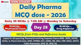 Day 28 Daily Pharma MCQ Dose Series 2026 II 30 MCQs II #pharmacist #druginspector #gpatexam #niper