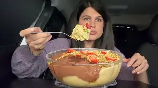 CHOCOLATE & PISTACHIO CREAM PUFFS CAR MUKBANG | ASMR | EATING SOUNDS
