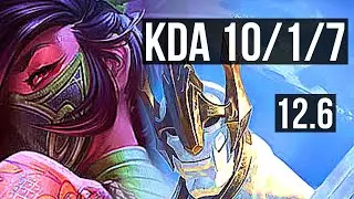 AKALI vs GALIO (MID) | 10/1/7, 6 solo kills, Legendary, 700+ games | EUW Diamond | 12.6