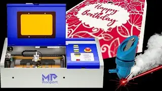 Monport K40 Laser. Greeting Card,  Acrylic Honeycomb Bed Hold-Down Pins and Focal Gauge Projects.