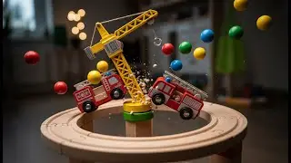 HABA Kullerb&uuml; Mega City Disaster: Fire Truck vs Crane Chain Reaction! Satisfying Kinetic ASMR