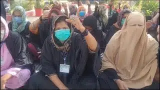 Protest in Govt. Girls High School 65/WB Vehari on Teachers Day. 05-10-2023