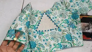 Stylish boat neck & front side scallop model neck design cutting and stitching for blouse