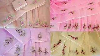 4 Different Shades Of Cotton Check Kotta Sarees | Hand Embroidered Sarees For Daily Wear