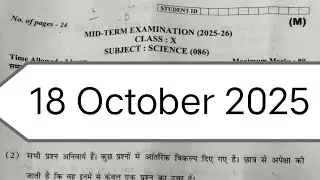 Class 10 science mid term question paper 2025-26 / morning shift/ 18 October 2025
