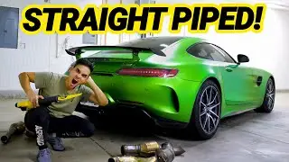 STRAIGHT PIPING MY TUNED AMG GT R! (Downpipes with Stage 1 Tune)