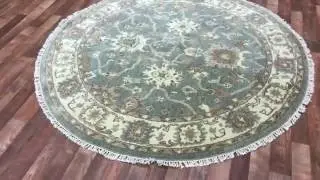 Beige and Blue Oushak Round Oriental Rug 5'10X5'10 - F 64616