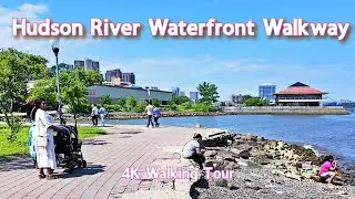 【4K】𝐖𝐀𝐋𝐊 🇺🇸 The Hudson River Waterfront Walkway in Edgewater NJ