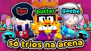 Jogando SÓ DE TRIOS DO BRAWL no desafio da colette com igu e gaebe 😁👍