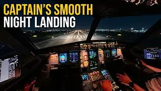 Inside the A320 Cockpit | Smooth Night Landing with Airline Captain