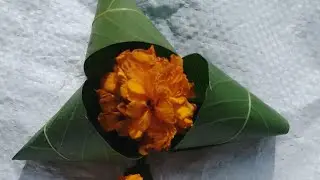 Листья манго 🍃 и цветы бархатцев 🌼 &mdash; красивый дизайн торана.