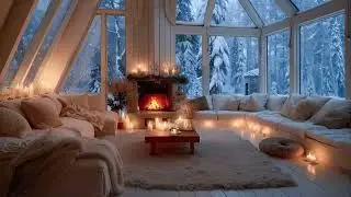 Winter Cabin Ambience with Warm Piano Jazz Music ⛄ Soft Jazz Background Music for Studying, Working