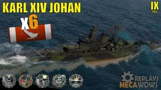 Battleship Karl XIV Johan 6 Kills & 140k Damage | World of Warships Gameplay