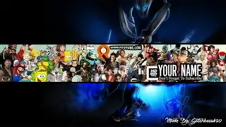 Photoshop: **FREE** HD Gaming YouTube Banner Template PSD + Direct Download [#8]