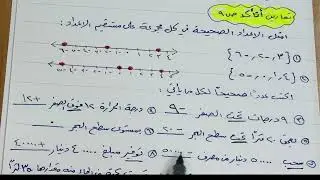  رياضيات السادس الابتدائي الاعداد الصحيحة وتمثيلها على مستقيم الاعداد تمارين اتأكد/ أحل / أفكر 