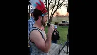 Bull rider announcing a fake rodeo at at party and kills it