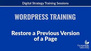 WordPress Training - Restore a Previous Version of a Page
