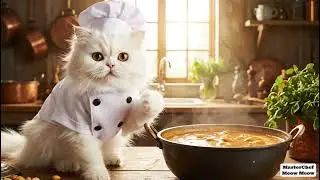 Persian Chef Cat Cooking Thai Massaman Curry &ndash; Cinematic 6-Minute ASMR Kitchen