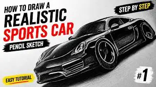 How to Draw a Realistic Sports Car | Pencil Sketch Tutorial Step by Step | Car Drawing for Beginners