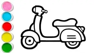 Electric Motorbike Drawing, Painting and Coloring for Kids & Toddlers | How to Draw