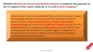 Director Liability to Pay GST of Company ?