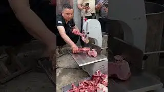 Satisfying Meat Cutting Machine  #ASMR #MeatSlicing #FoodTech #SatisfyingVideos #MeatMachine