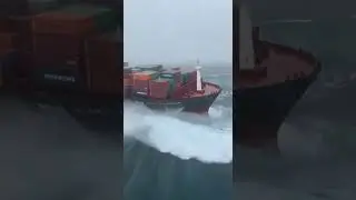 Container ship vs monster waves #storm #ocean