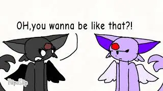 Espeon and Dark Espeon arguing in a nutshell.   for gacha life rainbow cat.