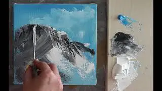 Easy Mountain Painting Acrylic Techniques on Canvas Demonstration by Julia Kotenko