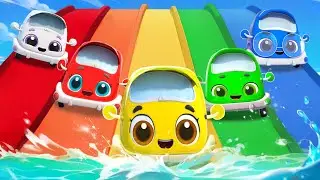 Five Little Cars Go Swimming | Learn Colors | Funny Kids Songs | Cartoons | BabyBus - Cars World