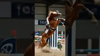 My horse trying to buck me off 😏 after the jump #horsegirl #ai #horse #bucking #showjumping