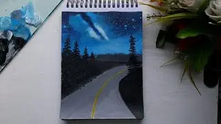 How to draw a Galaxy Night Sky || Acrylic painting tutorial for beginners
