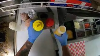BACON MUSHROOM SWISS BURGER ON A FOOD TRUCK