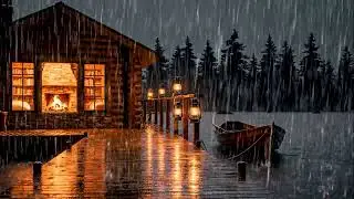 Sleep Instantly to a Lake Storm ⛈️ 7 Hours of Heavy Rain & Soft Thunder (No Music)