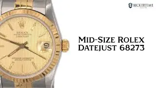 Mid Size Rolex Two-Tone 18K/SS Datejust Watch Gold Tapestry Dial 68273