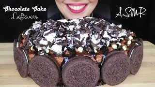 ASMR: CHOCOLATE CAKE LEFTOVERS WITH OREO COOKIES & CREAM 🎂 | No Talking Mukbang | Real Eating Sounds