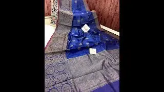 Deep Indigo Blue Color Tussar Banarasi with Antique Zari Work