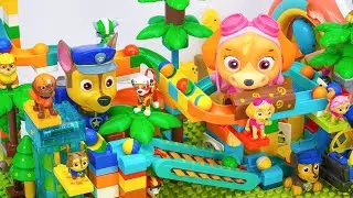 Satisfying Building Blocks Marble Run Very ! Block coasters filled with Giant Paw Patrol