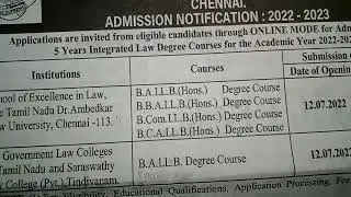 5 year integrated law degree course 2022-23 notification released
