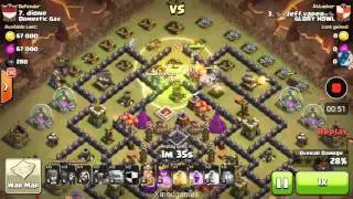 Serangan war COC TH 9 menggunakan GOWIPE GOLEM WIZARD PEKA 100%