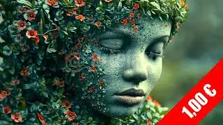 Floral-Fused Woodland Spirit Portrait Stock Video 1080p HD
